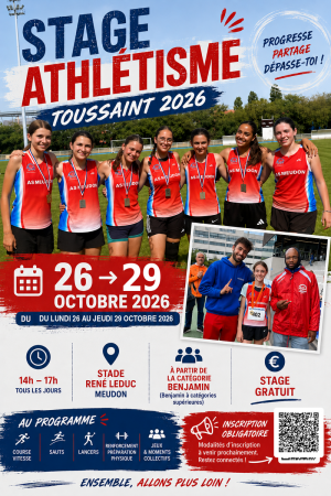 Stage d'athlétisme pendant les vacances d'automne